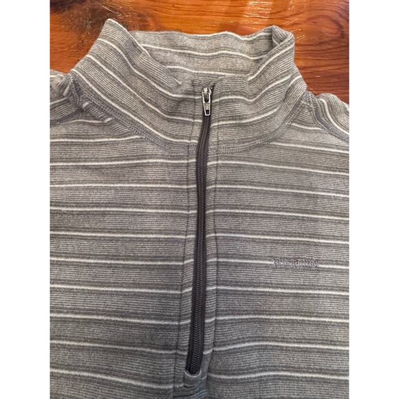 PATAGONIA Striped Fleece Pull Over Kids XXL Base Layer 1/4 Zip Mock Neck Gray - Picture 7 of 13